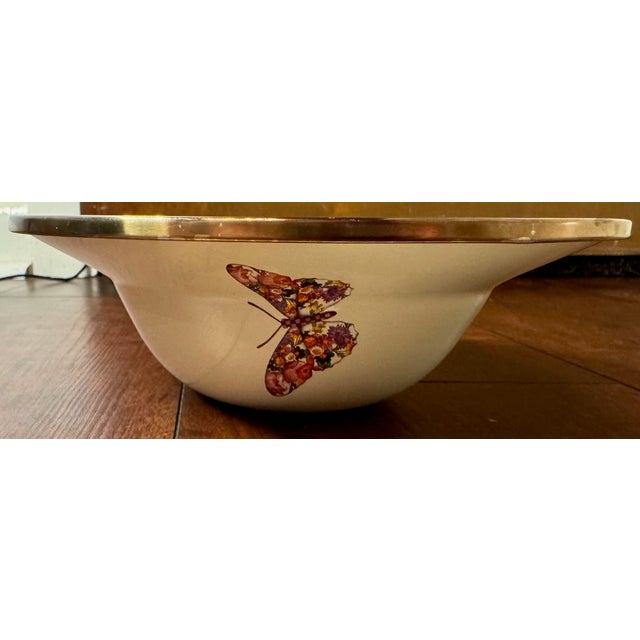 Early 21st Century MacKenzie-Childs Butterfly Enamel Metal Dish With Gold Rim For Sale - Image 5 of 10