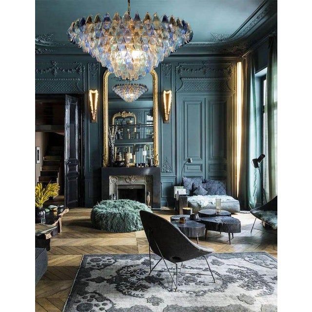 Glass Sapphire Colored Murano Glass Poliedri Chandelier For Sale - Image 7 of 15