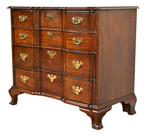 Councill Furniture Georgian Carved Solid Mahogany Block Front Chest of Drawers