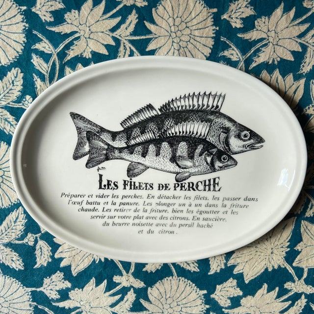 Large Fish Plates from Gien, 1970s, Set of 5 For Sale - Image 3 of 12