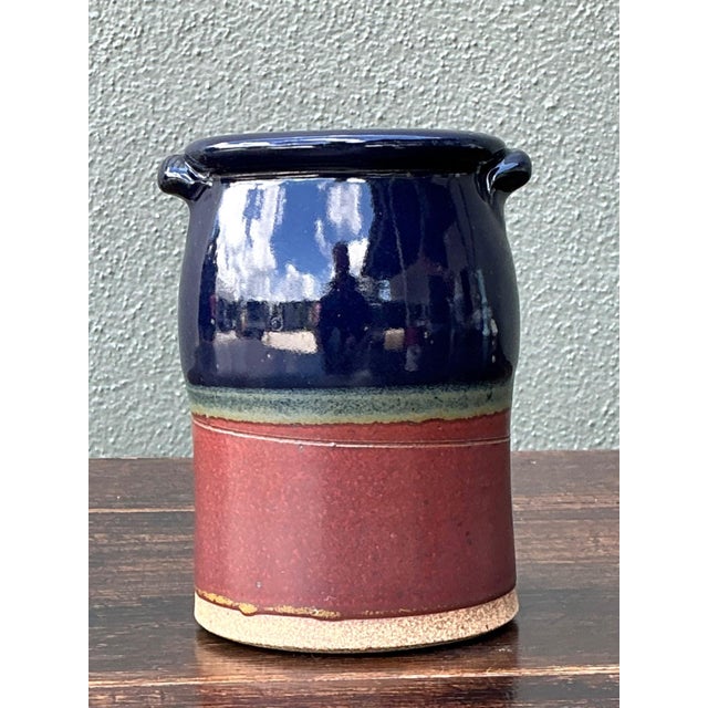 Mid 20th Century Handcrafted Two-Tone Ceramic Vase For Sale - Image 5 of 17