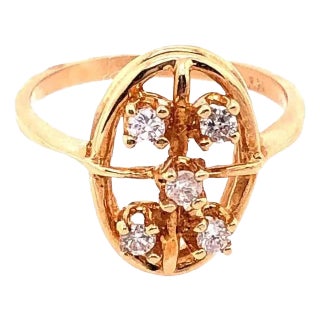 14 Karat Yellow Gold Contemporary Ring With Diamonds 0.50 TDW, Size 7 For Sale