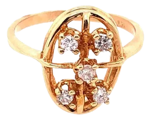 14 Karat Yellow Gold Contemporary Ring With Diamonds 0.50 TDW, Size 7