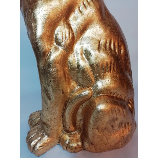 Baroque Vintage Gold Leaf & Ceramic Tiger For Sale - Image 3 of 11