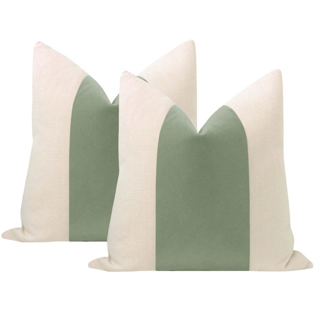 Not Yet Made - Made To Order 22" Eucalyptus Mohair Panel + Linen Pillows - a Pair For Sale - Image 5 of 5