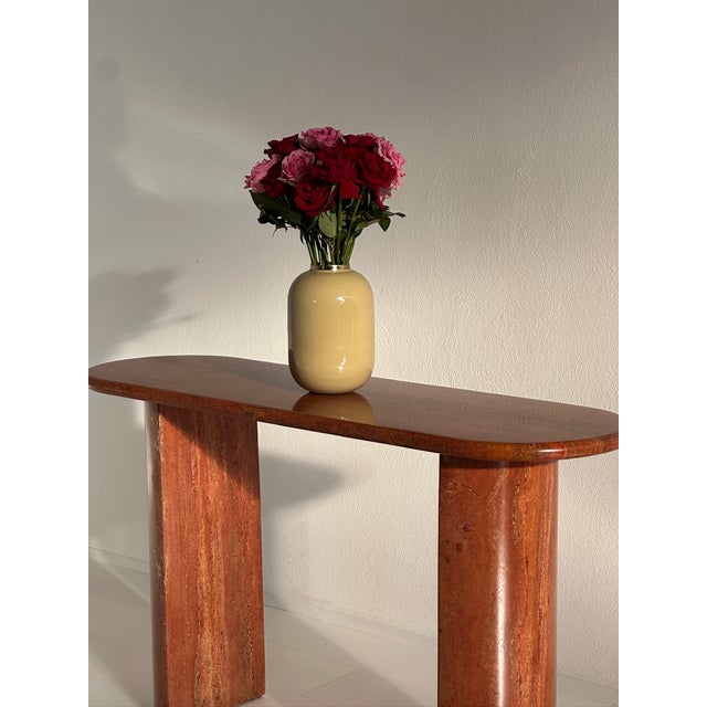 Vintage Console Table in Red Travertine, 1970s For Sale - Image 14 of 18