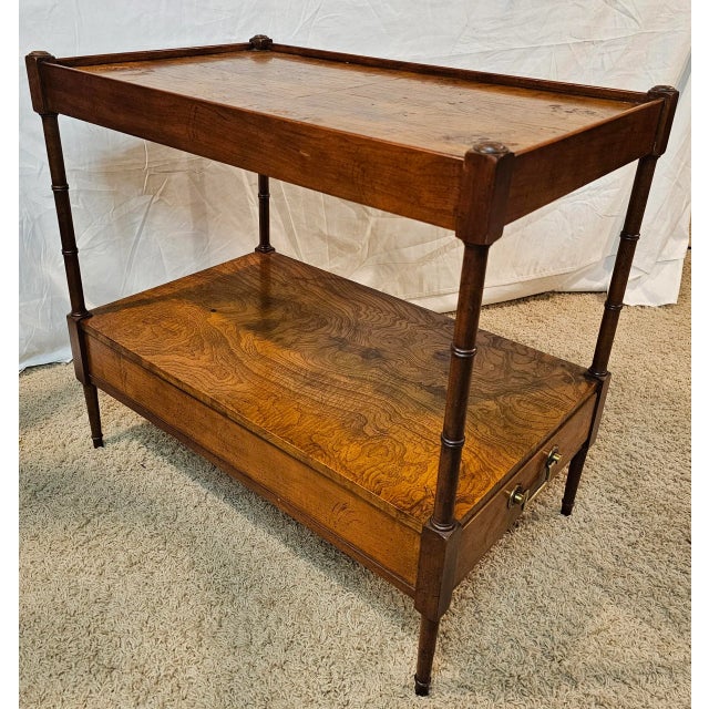 Early 20th Century Vintage Baker Furniture Two-Tiered Burl Wood Side ...