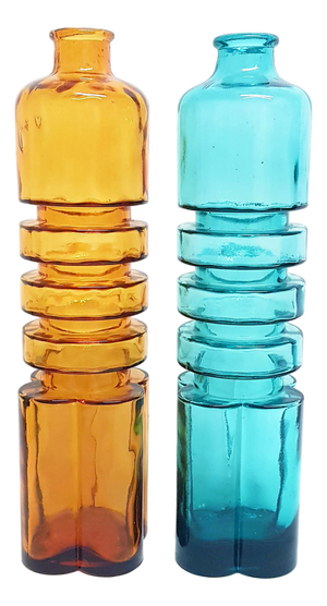 Italian Abstract Glass Bottles from Empoli, Set of 2