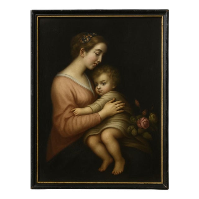 Italian School Artist, Madonna and Child, 18th Century, Oil on Canvas, Framed For Sale