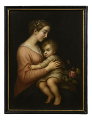 Italian School Artist, Madonna and Child, 18th Century, Oil on Canvas, Framed