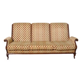 Vintage Regency Italian Three-Seater Velvet Sofa, 1950s For Sale