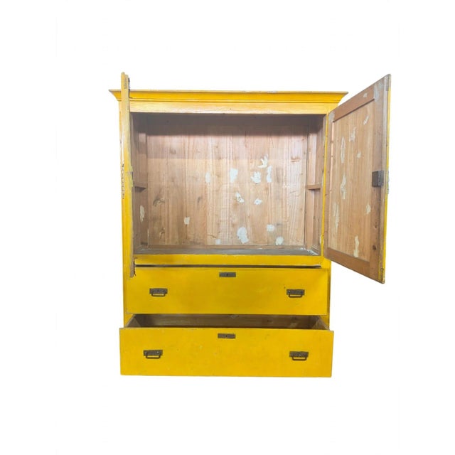 Antique Yellow Tuscan Pantry Cabinet, 1890s For Sale - Image 4 of 6