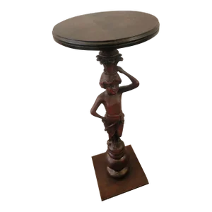 Antique Italian Carved Figural Lady Pedestal Table Roman