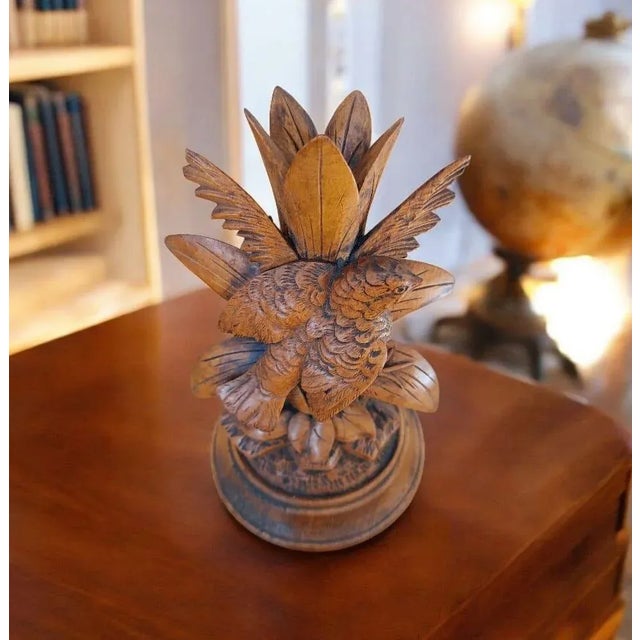 Antique Black Forest Hand-Carved Linden Wood Bird Figurine, 1890s For Sale - Image 5 of 7