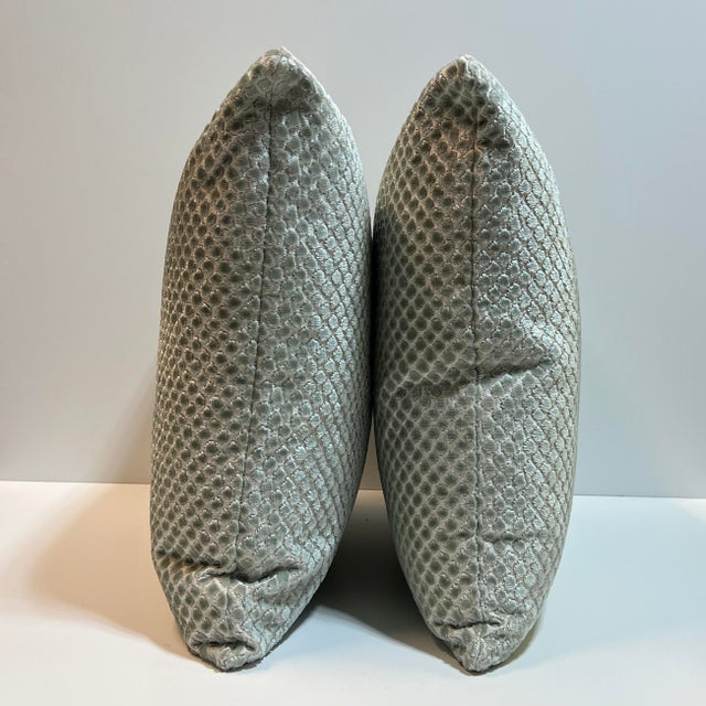 Modern Scalamandré “Etosha Velvet” 20” Feather/Down Pillows - A Pair For Sale - Image 3 of 4
