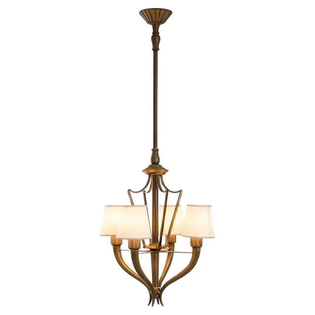 1930s Art Deco Bronze Chandelier attributed to Emilio Lancia for Italo Carlotti, Italy, 1930s For Sale - Image 5 of 5