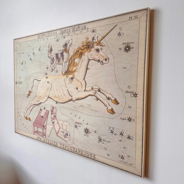 Abstract Monoceros and Canis Minor Constellation Map on Board Artwork For Sale - Image 3 of 12