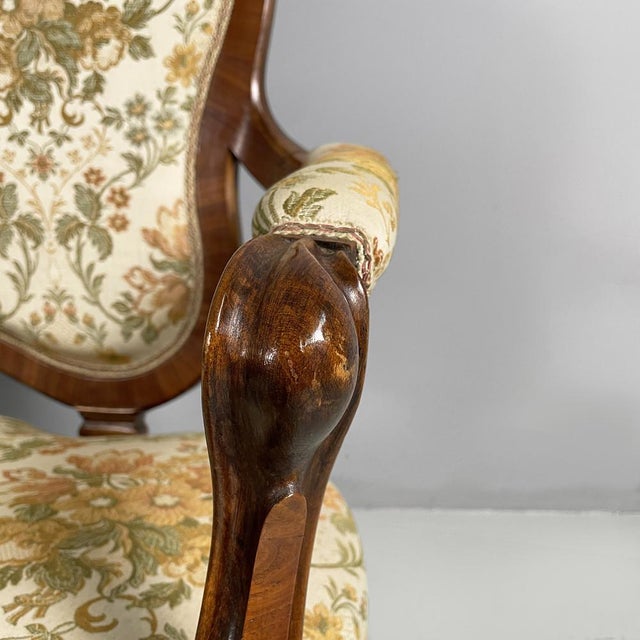 Italian 19th Century Style Sofa in Floral Fabric and Wood, 1930s For Sale - Image 9 of 18