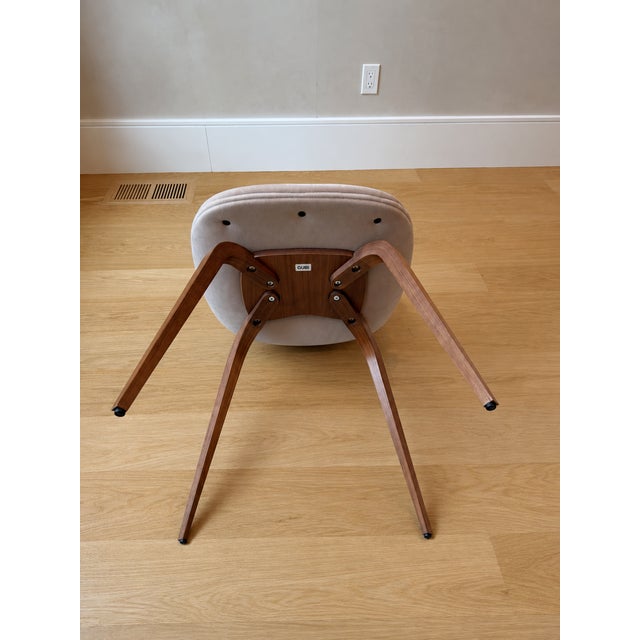 2020s Set of 10 Custom Gubi Beetle Dining Chairs in Camel Mohair & Walnut For Sale - Image 5 of 6