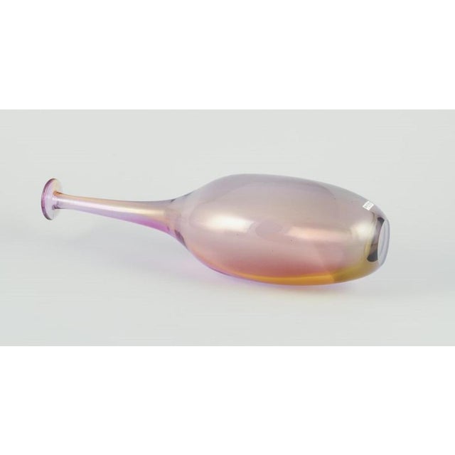 Glass Large Slim-Necked Art Glass Vase from Kosta Boda, Sweden, 1980s For Sale - Image 7 of 10