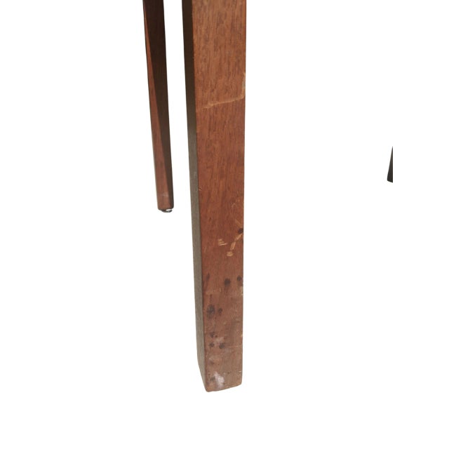 Mid Century Modern Blue Tweed Upholstered Walnut Arm Chairs- A Pair For Sale - Image 14 of 17