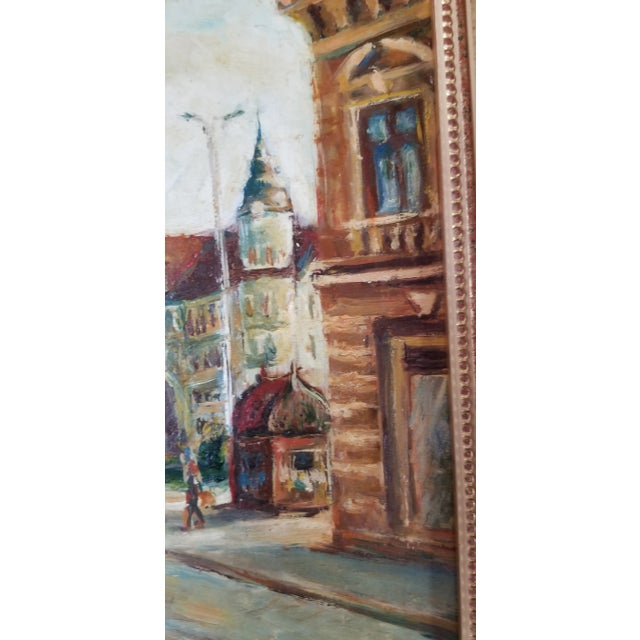 1970s 1970's Vintage Jedliezka Impressionist Paris Street Scene Oil Painting, Framed For Sale - Image 5 of 11