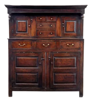 17th Century Welsh Carved Oak Court Cupboard, 1680s