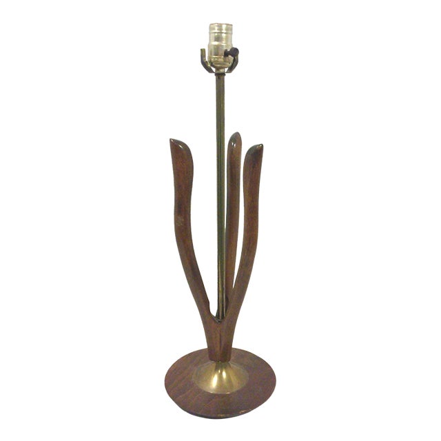 1950s Mid Century Modern Sculptural Walnut Table Lamp For Sale