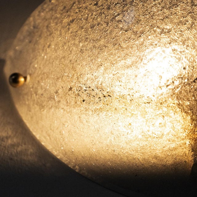 Handmade Murano Glass Wall Sconce in Clear Color, Artistic Glass Leaf with Grit, 1980s For Sale - Image 11 of 12