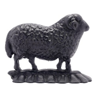 English Victorian Cast Iron Ram Doorstop, C. 1880 For Sale