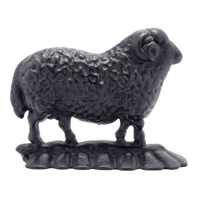 English Victorian Cast Iron Ram Doorstop, C. 1880 For Sale