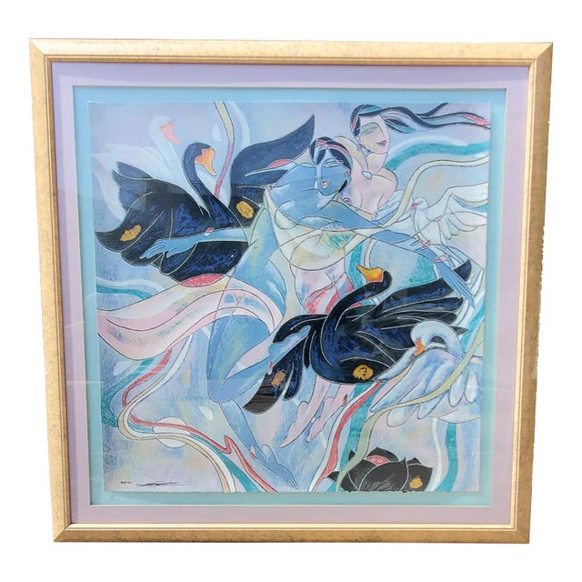 Yamin Young, Serigraph Signed "Quartet (Variation of the Gouache)" Framed and Numbered 29/175 For Sale