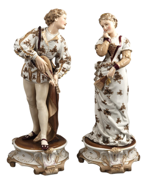 Large Gallant Musicians in Porcelain from Volkstedt, Richard Eckert & Co., 1894, Set of 2