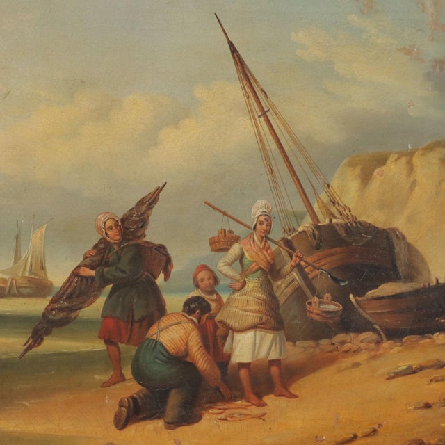 Lacroix, The Sale of Fresh Fish, Oil on Canvas, Framed For Sale - Image 3 of 12