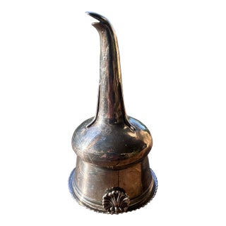 Antique 19th Century English Georgian Sterling Silver Wine Funnel and Strainer, Shell Motif, With London Hallmarks For Sale