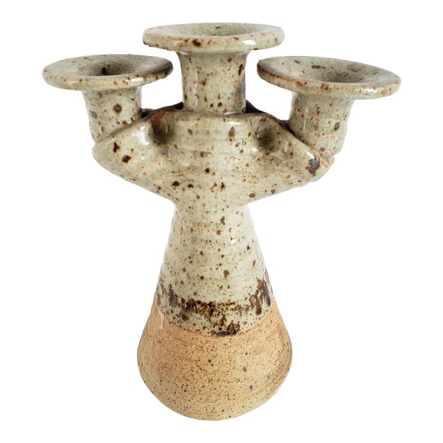 Mid Century Modern Studio Pottery Ceramic Candle Holder For Sale