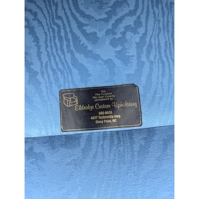 Vintage Custom Upholstered Blue Club Chair- A Pair For Sale - Image 17 of 18
