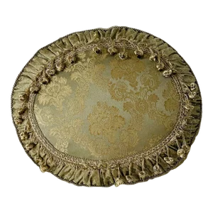 Vintage Fortuny Fabric Silk Brocade Feather Down Oval Pillow