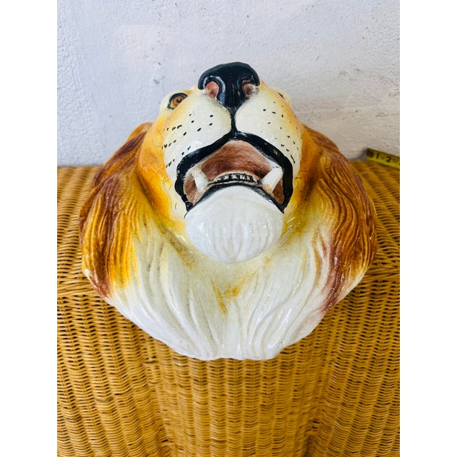 Ceramic Large Italian Ceramic Lions Head Wall Plaque For Sale - Image 7 of 8