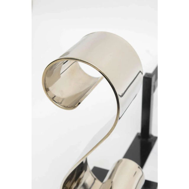 Andirons Modern Nickel Plated, "S Form", For Sale - Image 4 of 11