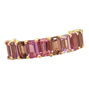 Natural Multi-Shade Sapphire Ring 14k Rose Gold 4.20 TCW Certified, Size 6.5