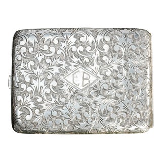 Amazing Ornate Antique Foliate Pattern Sterling Silver Card Cigarette Case For Sale