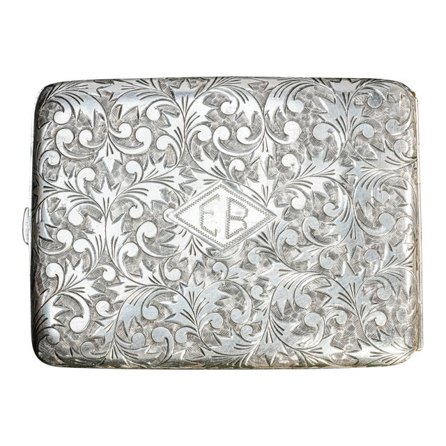 Amazing Ornate Antique Foliate Pattern Sterling Silver Card Cigarette Case For Sale