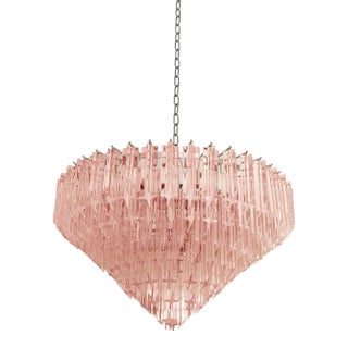 Vintage 1970s Pink "Quadriedro" Murano Glass Chandelier For Sale