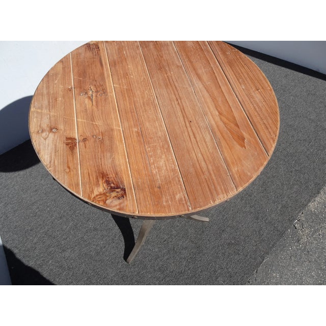 Wood Vintage 43" H Table Top Tall French Country Side Table For Sale - Image 7 of 11