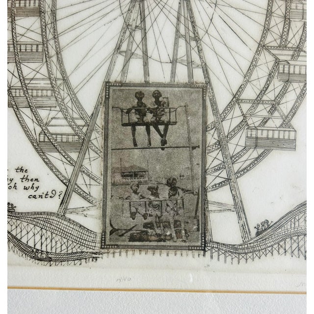 1970s Vintage Etching of Ferris Wheel “ Over the Rainbow “ by Marie Welsh For Sale - Image 5 of 10