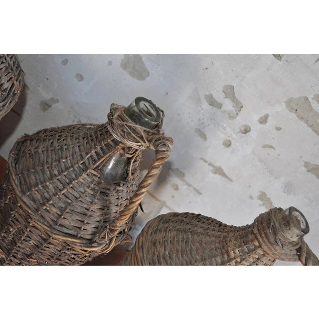 Vintage Wicker Wine Bottles, Set of 3 For Sale - Image 3 of 5