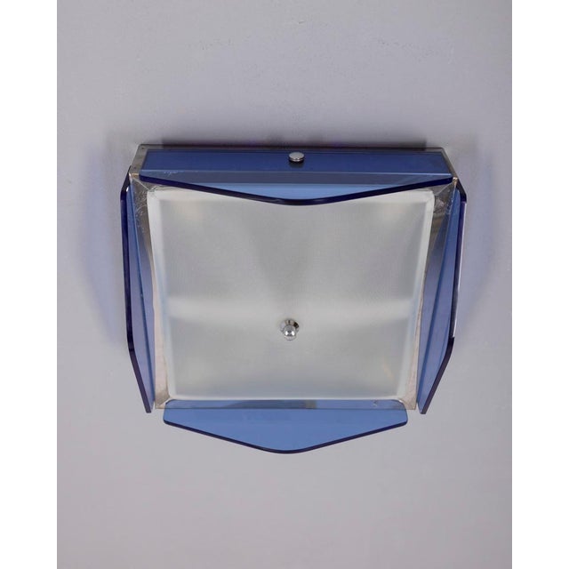 1970s Vintage Italian Blue Glass Ceiling Lamp, 1970s For Sale - Image 5 of 12