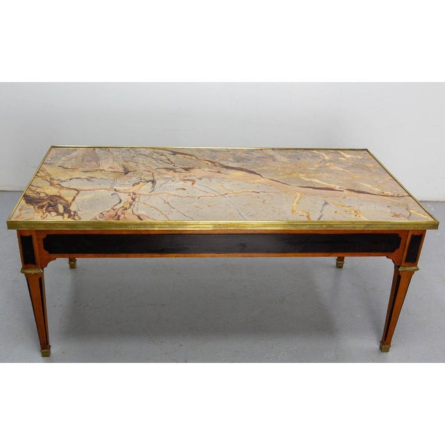 Brown Classical French Cherrywood & Marble Top Coffee Table, 1960s For Sale - Image 8 of 12