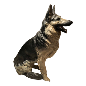 Mid 20th Century Life Size Lifelike Ceramic Shepherd Dog